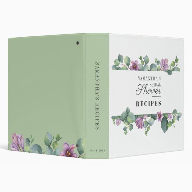 Eucalyptus Greenery Botanical Bridal Shower Recipe 3 Ring Binder (Background)
