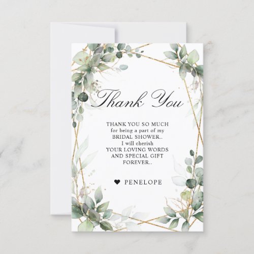 Eucalyptus Greenery Botanical Bridal Shower Thank You Card
