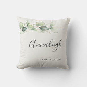 Eucalyptus Greenery Botanical Bridal Shower Throw Pillow
