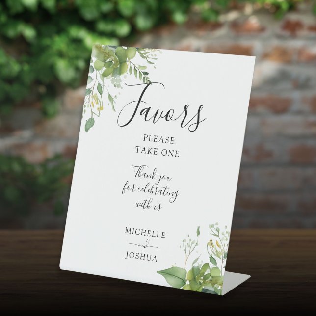 Eucalyptus Greenery Botanical Elegant Favors Pedestal Sign (Eucalyptus Greenery Botanical Elegant Favors Pedestal Sign)