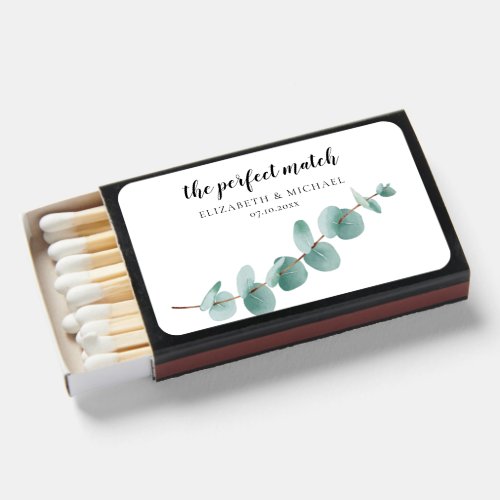 Eucalyptus Greenery Botanical Fall Wedding Matchboxes