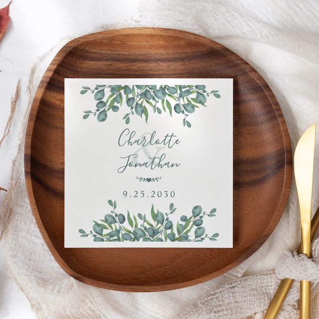 Eucalyptus Greenery Botanical Foliage Wedding Napkins (Creator Uploaded)