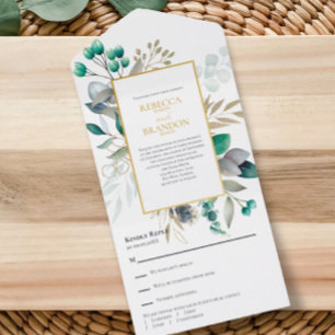 Eucalyptus Greenery Botanical Garden Wedding All In One Invitation
