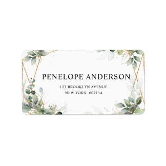 Eucalyptus Greenery Botanical Geometric Wedding Label