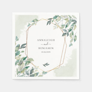 Eucalyptus Greenery Botanical Geometric Wedding Napkins