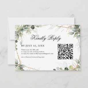 Eucalyptus Greenery Botanical Geometric Wedding RS RSVP Card
