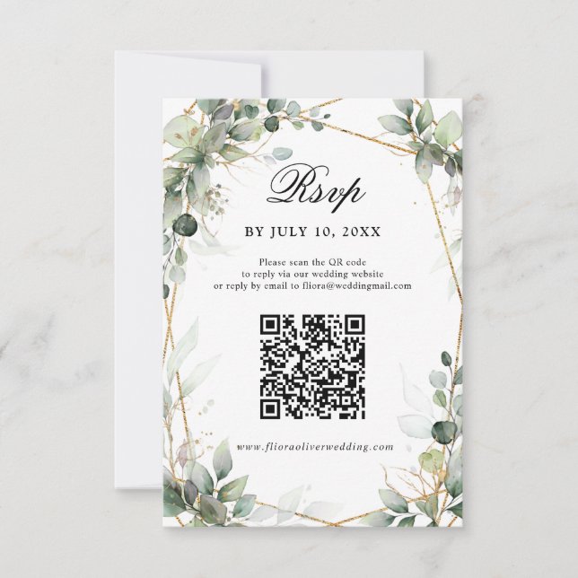Eucalyptus Greenery Botanical Geometric Wedding RS RSVP Card (Front)