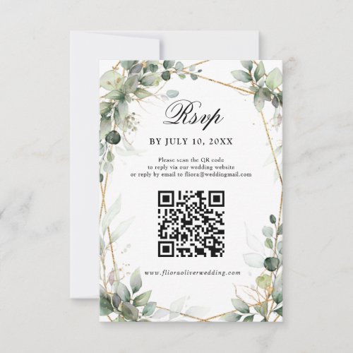 Eucalyptus Greenery Botanical Geometric Wedding RS RSVP Card