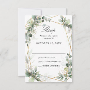 Eucalyptus Greenery Botanical Geometric Wedding RSVP Card