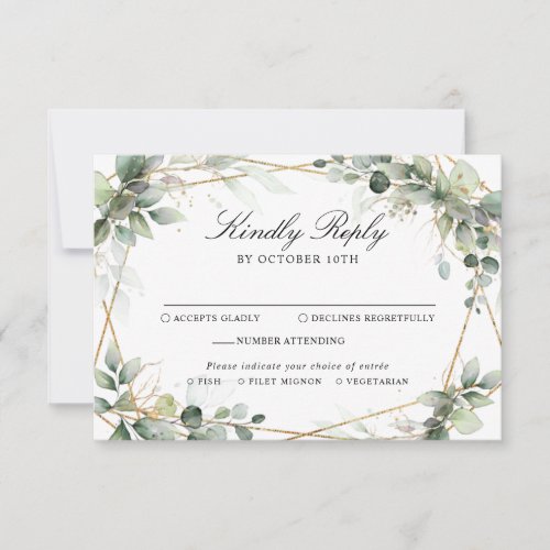 Eucalyptus Greenery Botanical Geometric Wedding RSVP Card