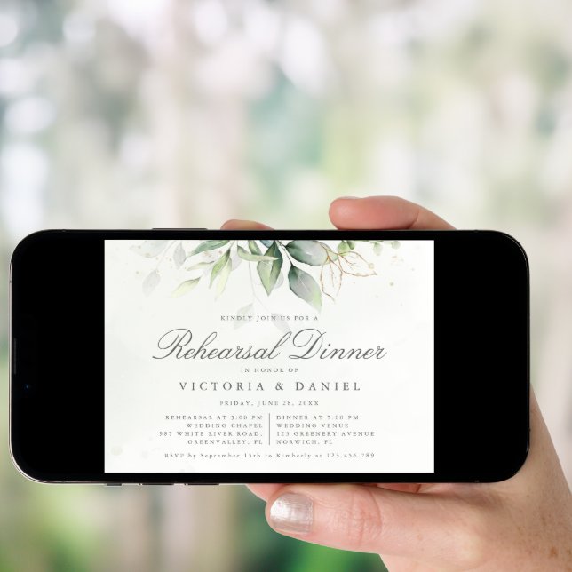Eucalyptus Greenery Botanical Rehearsal Dinner Invitation (Front Digital)