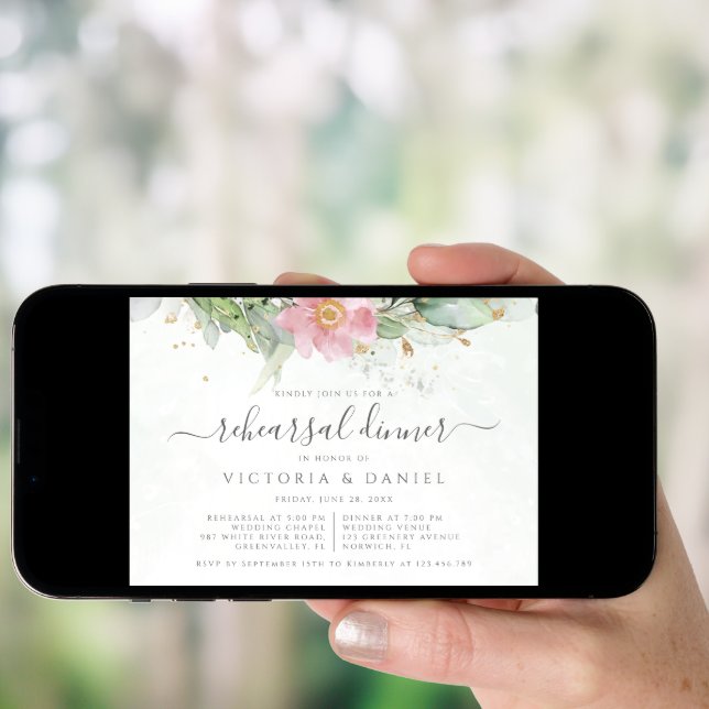 Eucalyptus Greenery Botanical Rehearsal Dinner Invitation (Front Digital)