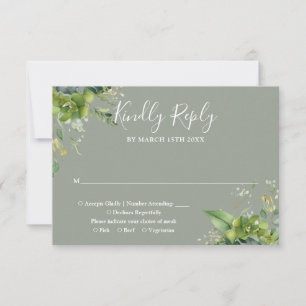 Eucalyptus Greenery Botanical Sage Green Wedding RSVP Card