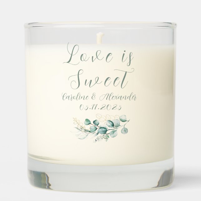 Eucalyptus Greenery Botanical Sage Green Wedding Scented Candle (Front)