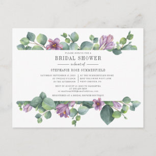 Eucalyptus Greenery Botanical Script Bridal Shower Invitation Postcard