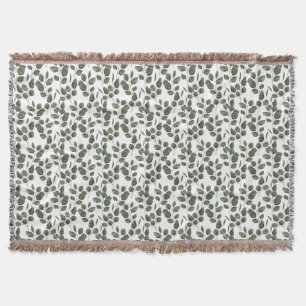 Eucalyptus Greenery Botanical Trendy Green White Throw Blanket