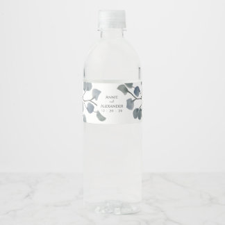 Eucalyptus Greenery Botanical Watercolor Water Bottle Label