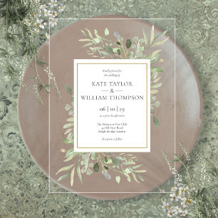 Eucalyptus Greenery Botanical Watercolor Wedding Acrylic Invitations