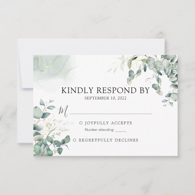 Eucalyptus Greenery Botanical Watercolor Wedding RSVP Card (Front)