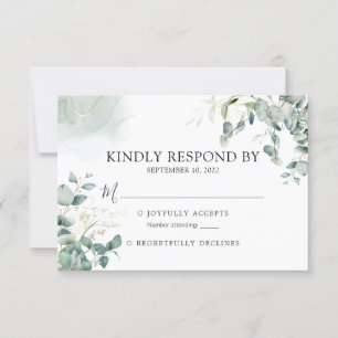 Eucalyptus Greenery Botanical Watercolor Wedding RSVP Card