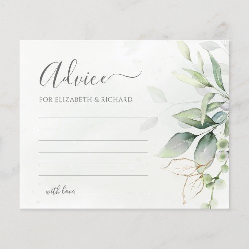 Eucalyptus Greenery Botanical Wedding Advice Card
