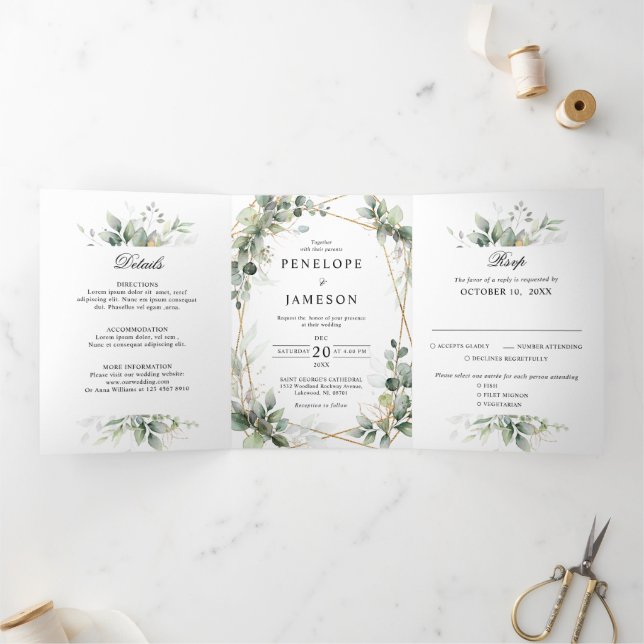 Eucalyptus Greenery Botanical Wedding Invitation (Inside)