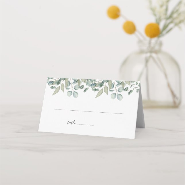 Eucalyptus Greenery Botanical Wedding Place Card (Front)