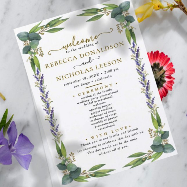 Eucalyptus Greenery Botanical Wedding Program (Creator Uploaded)