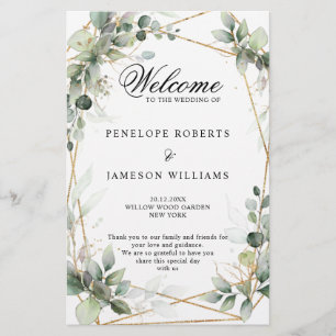 Eucalyptus Greenery Botanical Wedding Program