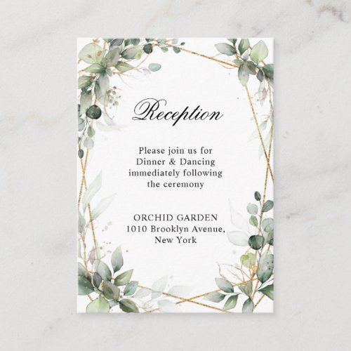 Eucalyptus Greenery Botanical Wedding Reception En Enclosure Card