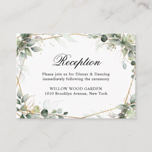 Eucalyptus Greenery Botanical Wedding Reception Enclosure Card