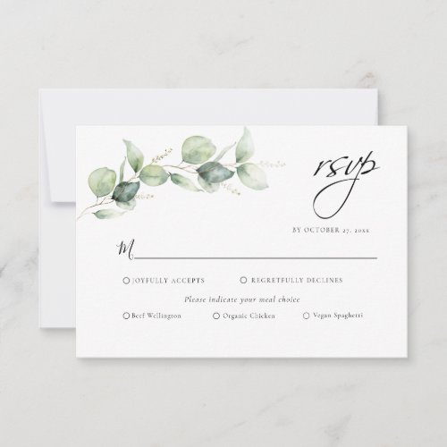 Eucalyptus Greenery Botanical Wedding RSVP Card