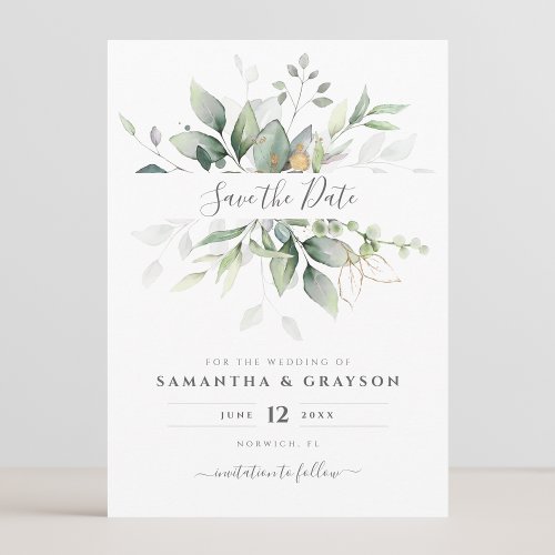 Eucalyptus Greenery Botanical Wedding Save The Date