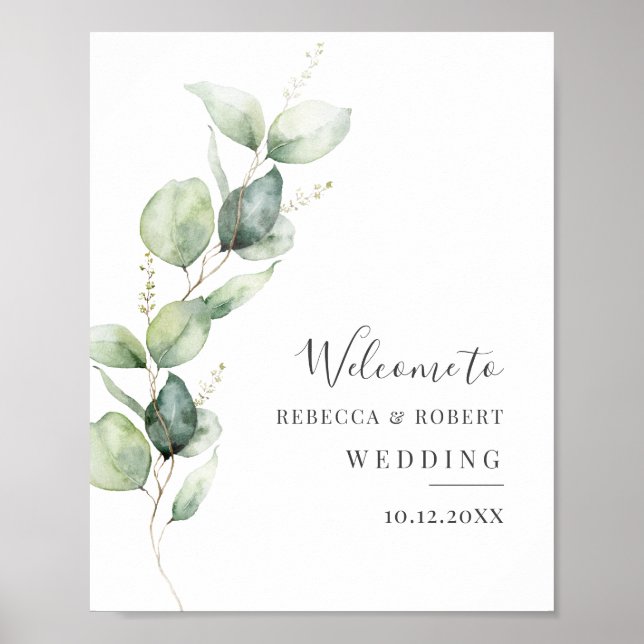 Eucalyptus Greenery Botanical Wedding Welcome Poster (Front)
