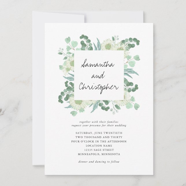 Eucalyptus Greenery Botanicals Wedding Invitation (Front)