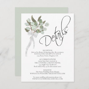 Eucalyptus & Greenery Bouquet Wedding Details Enclosure Card