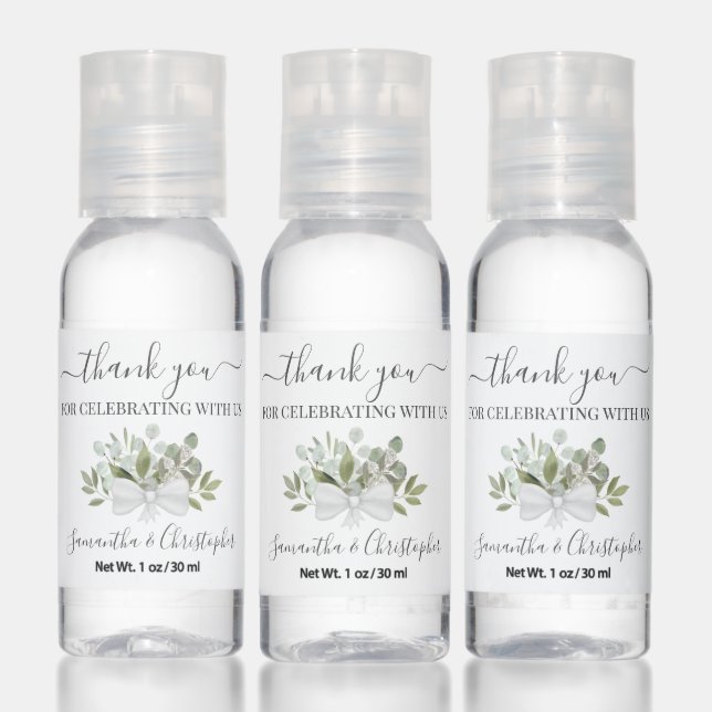 Eucalyptus & Greenery Bouquet Wedding Thank You Hand Sanitizer (Set)