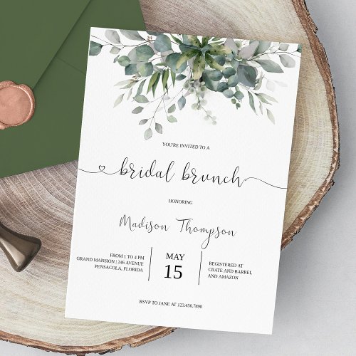 Eucalyptus Greenery Bridal Brunch Invitation