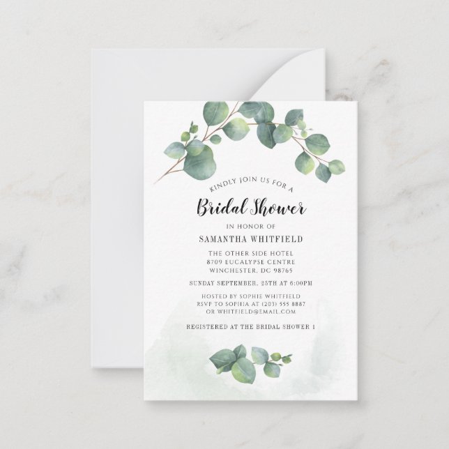 Eucalyptus Greenery Bridal Shower Botanical Note Card (Front)