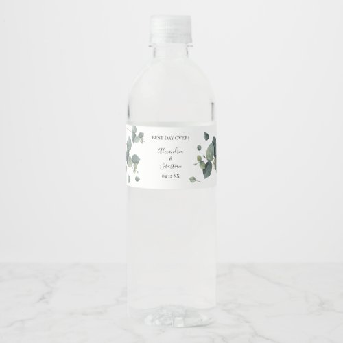 Eucalyptus Greenery Bridal Shower Couples Wedding  Water Bottle Label