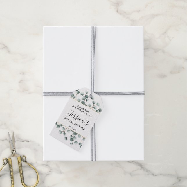 Eucalyptus Greenery Bridal Shower Favor Tag (With Twine)
