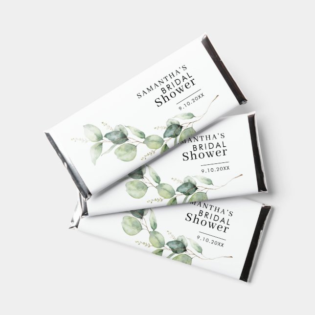 Eucalyptus Greenery Bridal Shower Hershey Bar Favors (Front)