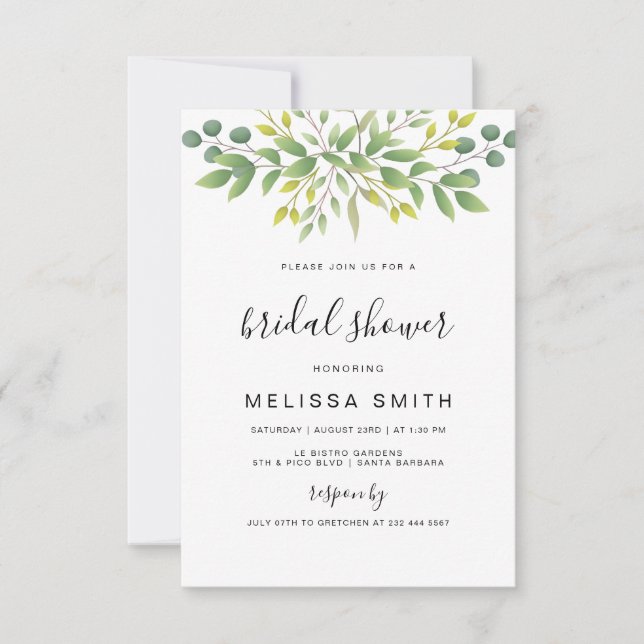 Eucalyptus Greenery Bridal Shower Invitation (Front)