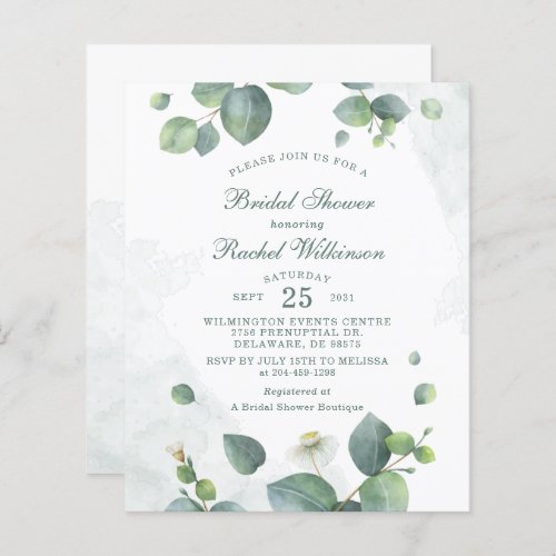 Eucalyptus Greenery Bridal Shower Invitation