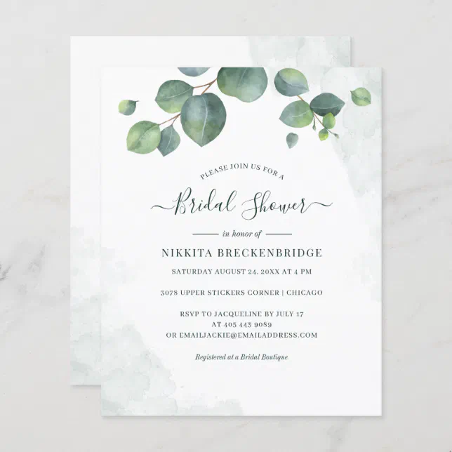 Eucalyptus Greenery Bridal Shower Invitation Zazzle 3674