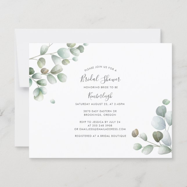 Eucalyptus Greenery Bridal Shower Invitation (Front)
