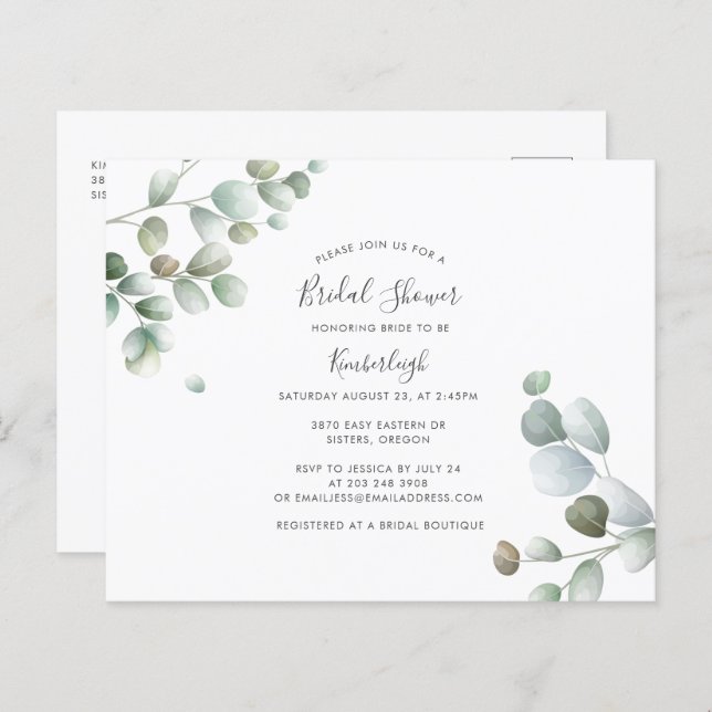 Eucalyptus Greenery Bridal Shower Invitation (Front/Back)