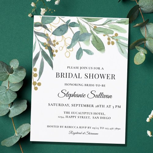 Eucalyptus Greenery Bridal Shower Invitation  Postcard