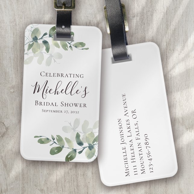 Eucalyptus Greenery Bridal Shower Luggage Tag (Creator Uploaded)