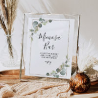 eucalyptus greenery bridal shower mimosa bar sign